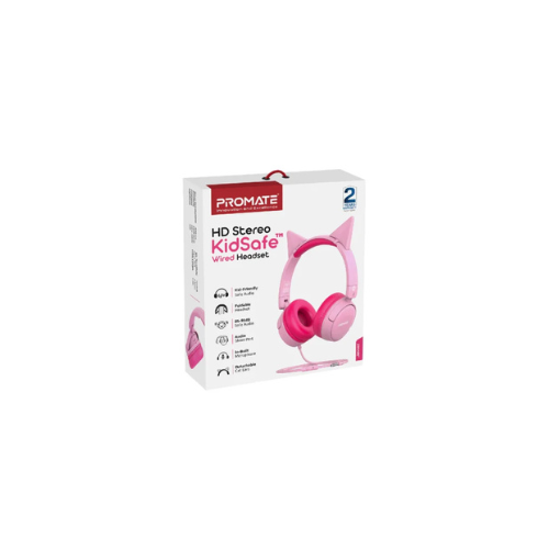 Promate Jewel HD Stereo KidSafe Wired Headset (Bubble Gum)